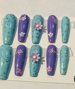 Blue & Purple Coffin Nails (M)