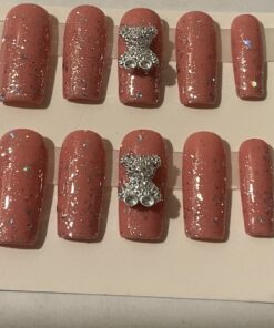 Dark Pink Square Nails (S)