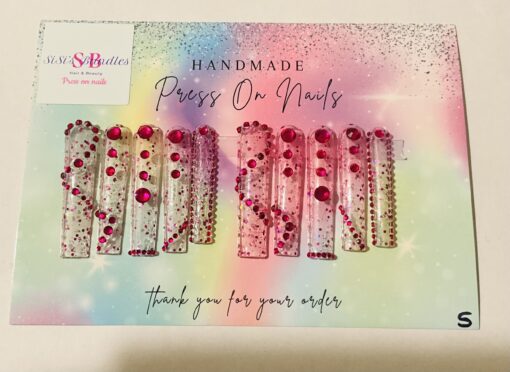 Xxl Clear & Pink Square Nails (S)