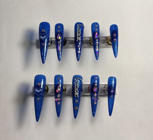 Xxl blue cat nails with ( cancer ) charms (L) - Image 2