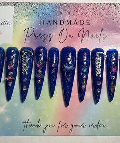 Xxl blue cat nails with ( cancer ) charms (L)