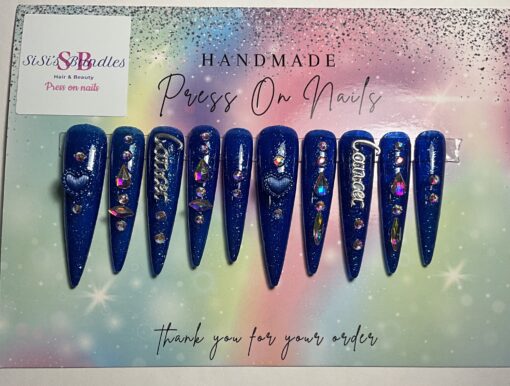 Xxl blue cat nails with ( cancer ) charms (L)