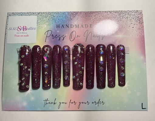 Xxl Burgundy Square Shaped Nails (L) - Image 2