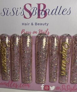 Xxl Clear & Gold Square shaped Nails (L)