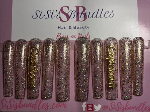 Xxl Clear & Gold Square shaped Nails (L) - Image 2