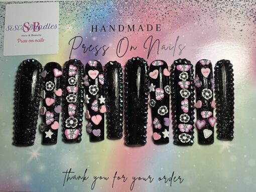 Xxl Black Square Shaped Nails (L)