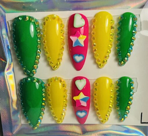 Multi Colored Cat Nails (L)