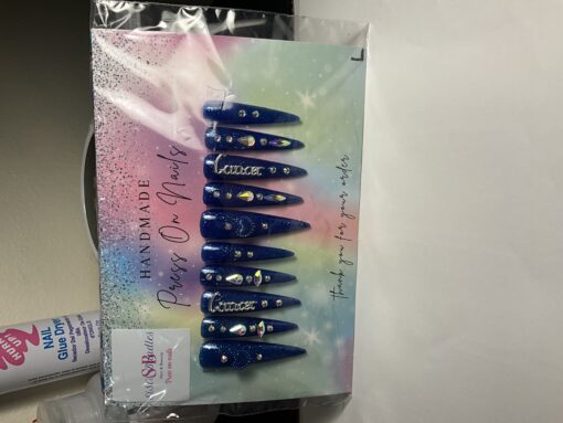 Xxl blue cat nails with ( cancer ) charms (L) - Image 3