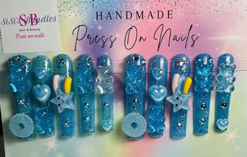 Xxl Light Blue Square Nails (M)