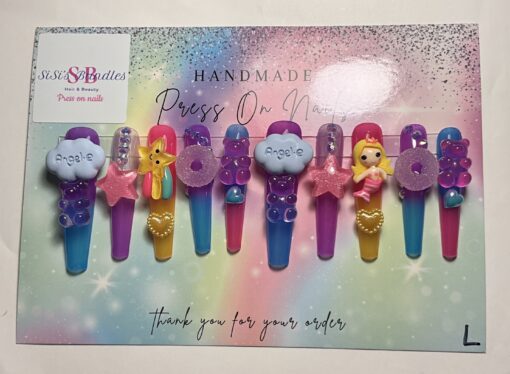 Xxl Multi Colored Coffin Nails. ( L )