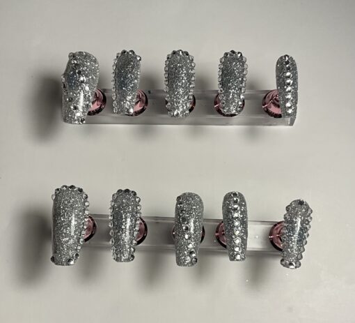 Silver Glitter Coffin Nails. ( L ) - Image 3