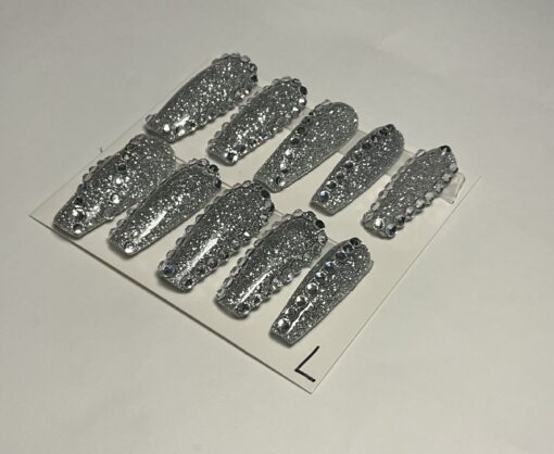 Silver Glitter Coffin Nails. ( L ) - Image 2